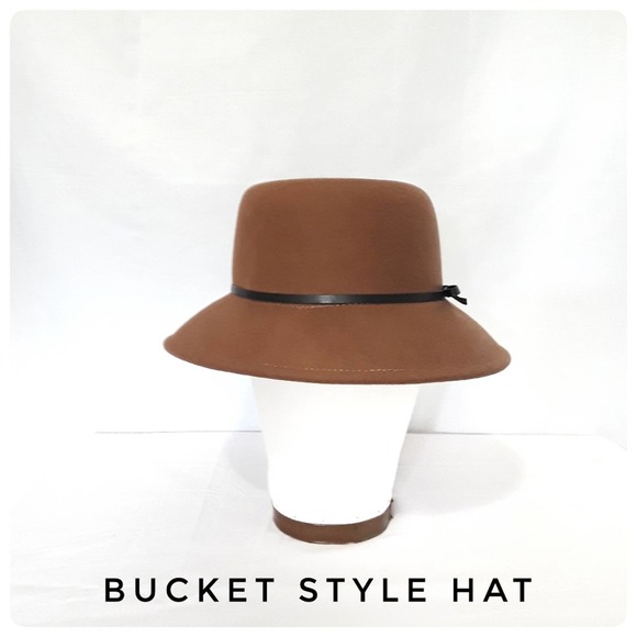 No Label Accessories - Bucket Style Wool Hat Vintage Style Brown Hat Accessories